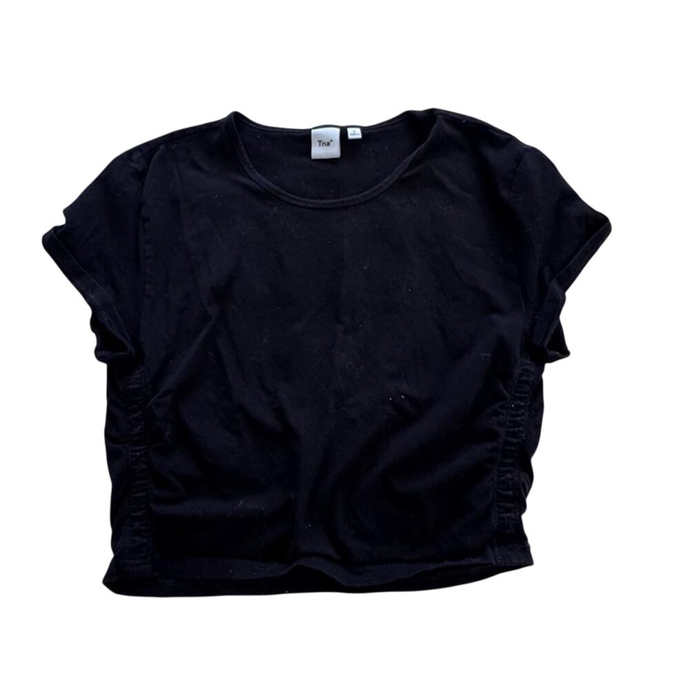 Aritzia TNA Womens Baby Tee L Black Fitted Crew Casual Short Sleeve T Shirt
